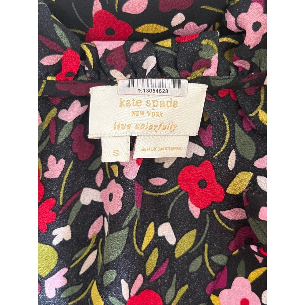 Kate Spade Boho‎ Floral Ruffle Neck Sleeveless Blouse Top Women's Size Small - Picture 6 of 7